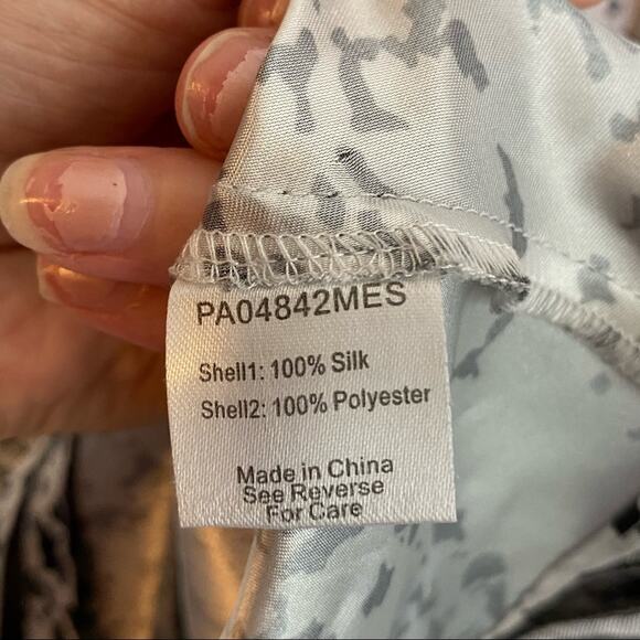 Parker Dress Black White Sleeveless Mesh Silk Fit Flare Womens Size Large - Picture 5 of 6